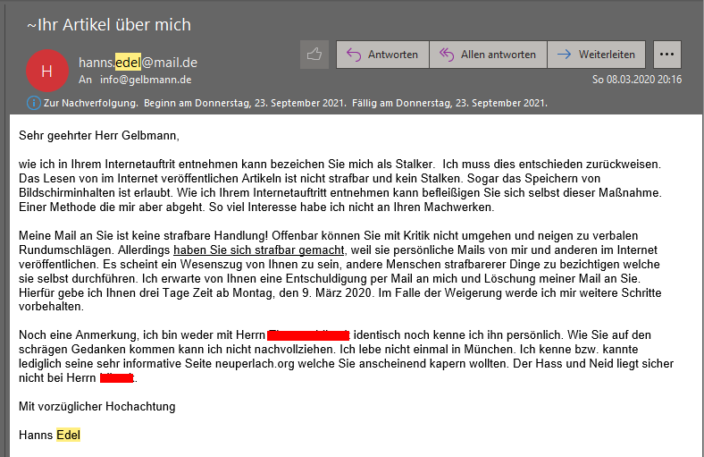 Fake-User von meinem Stalker mein Stalker