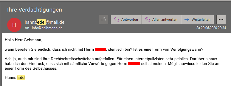 Fake-User von meinem Stalker mein Stalker