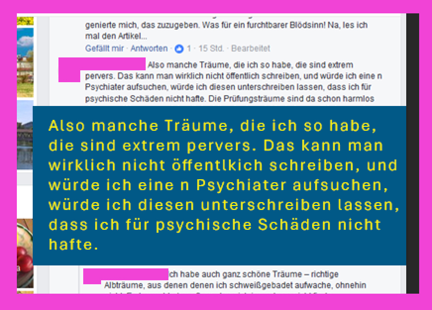 ich habe extrem perverse träume, sagt Herr {#klarname}