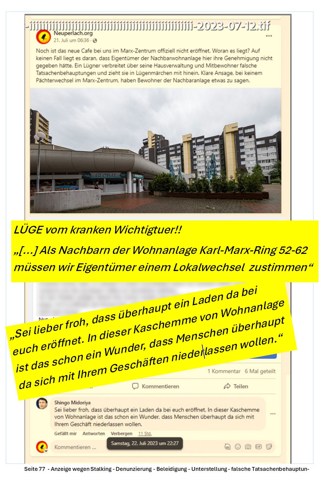 Post eines psychisch kranken Vollidioten