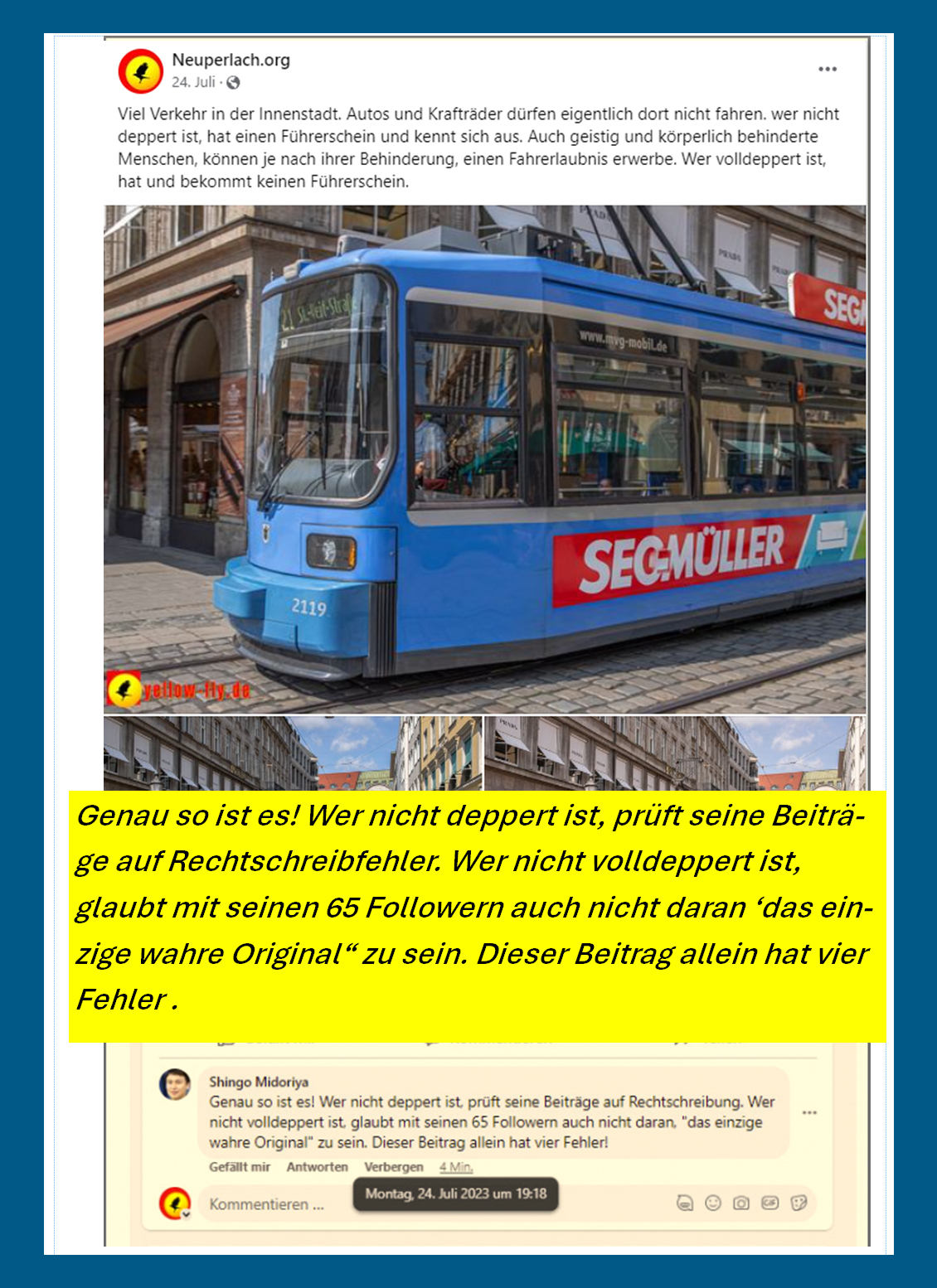 Post eines psychisch kranken Vollidioten