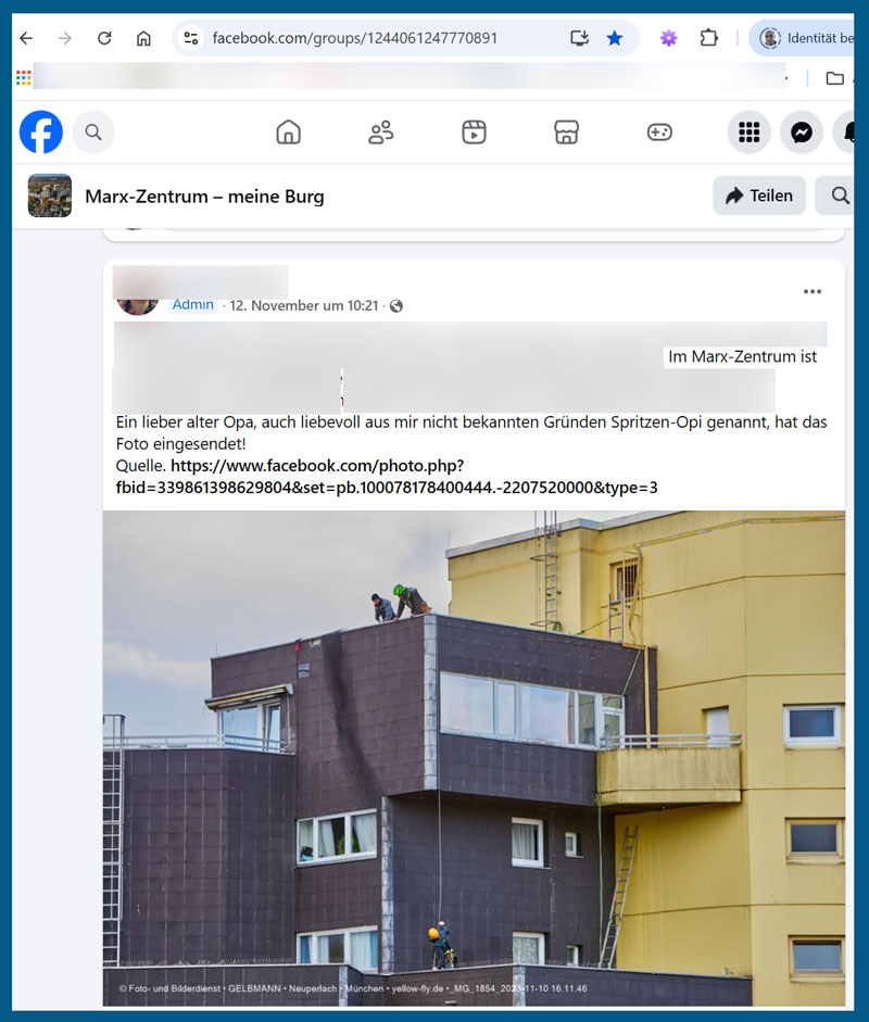 Mein Fotos auf der Seite meines Fans und Verehrers