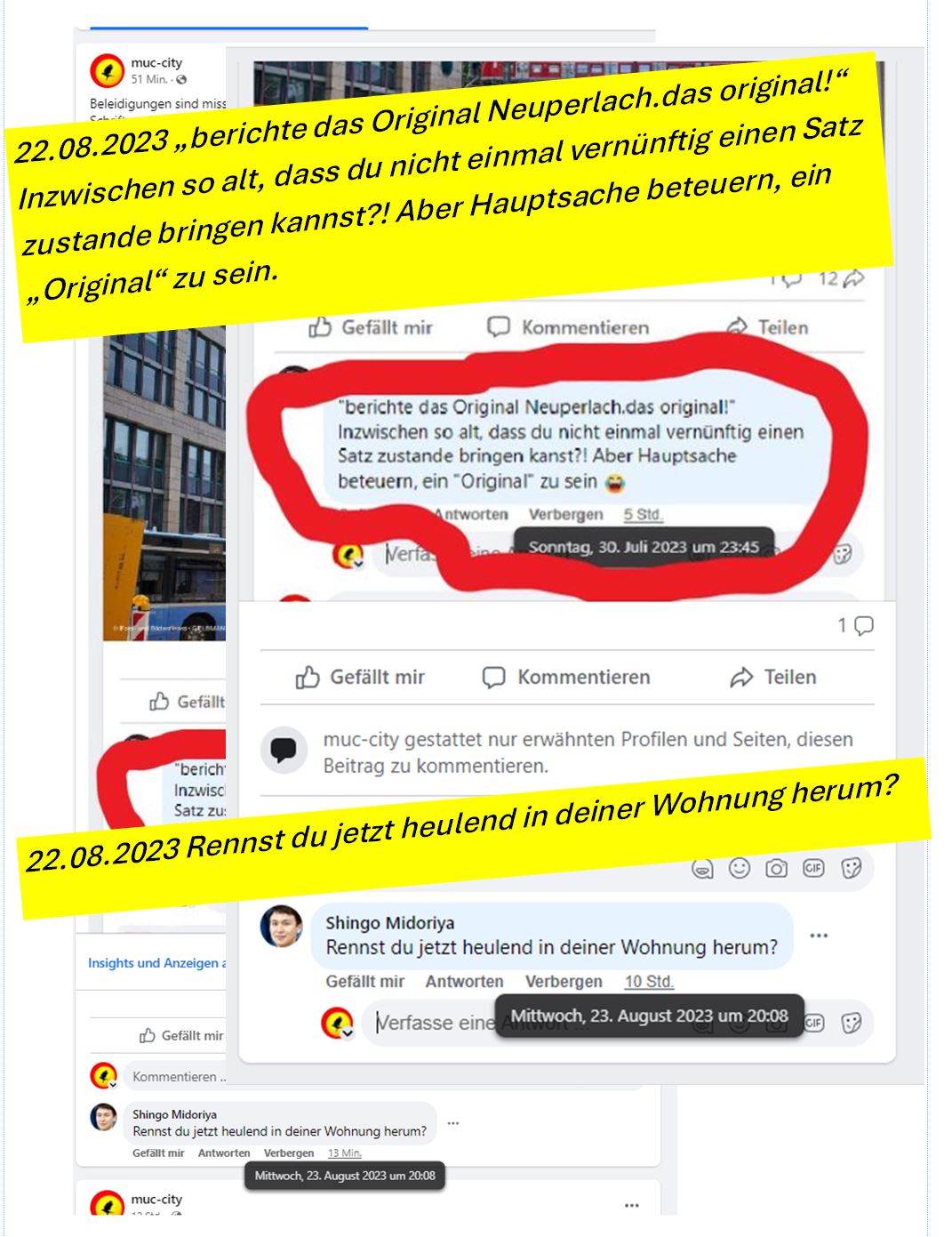 Post eines psychisch kranken Vollidioten