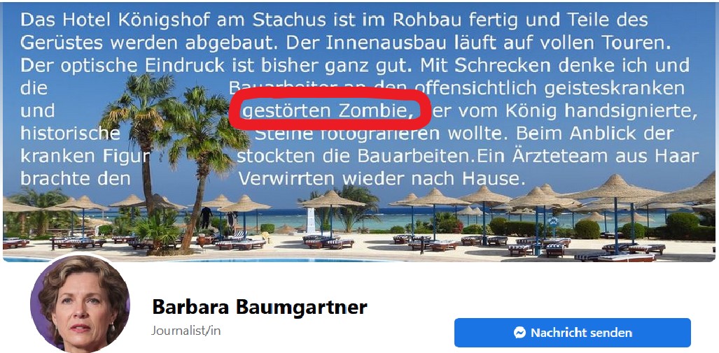 Post und Kommentare meines psychisch kranken Stalkers 