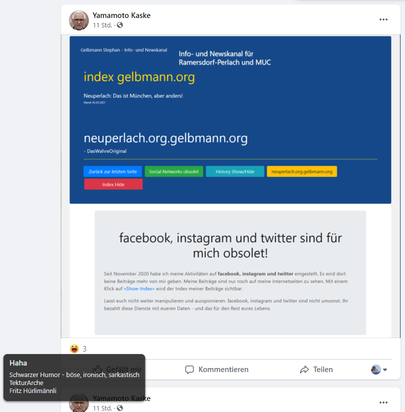 Post und Kommentare meines psychisch kranken Stalkers 