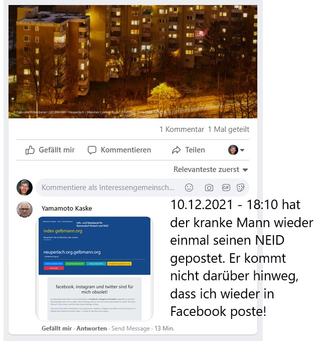 Post und Kommentare meines psychisch kranken Stalkers 