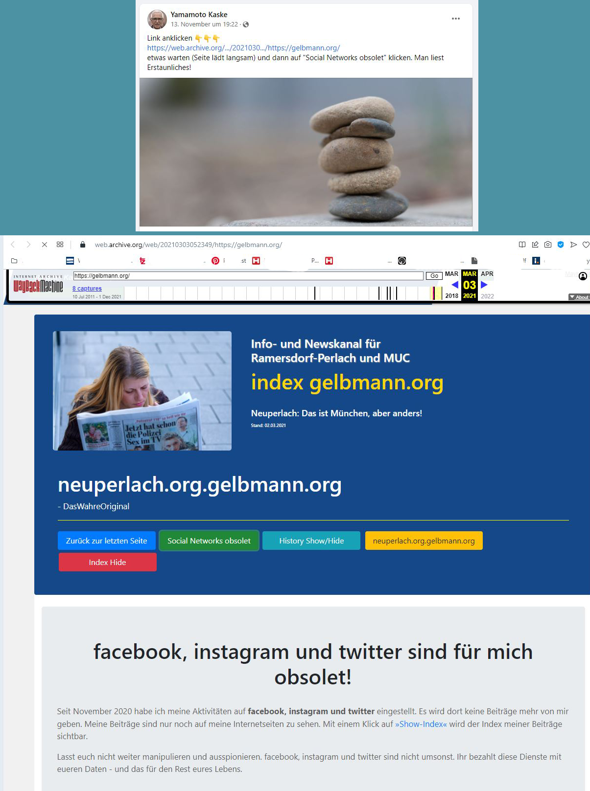 Post und Kommentare meines psychisch kranken Stalkers 