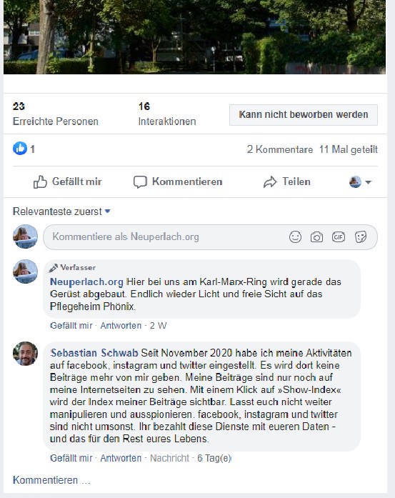 Post und Kommentare meines psychisch kranken Stalkers 