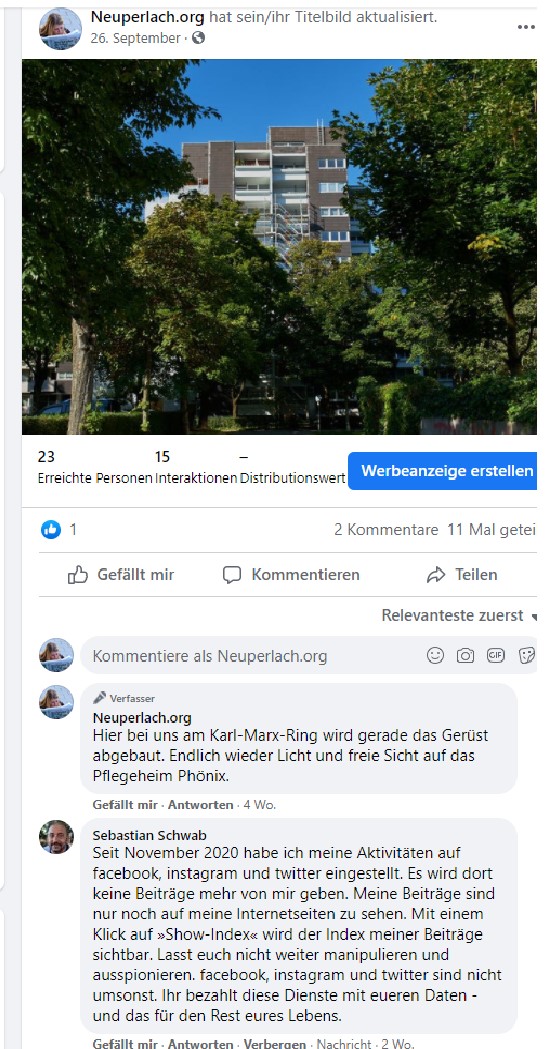 Post und Kommentare meines psychisch kranken Stalkers 
