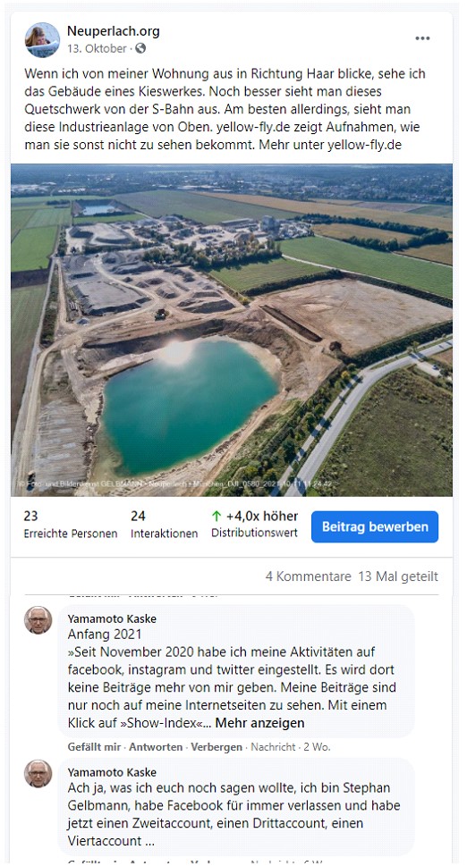 Post und Kommentare meines psychisch kranken Stalkers 