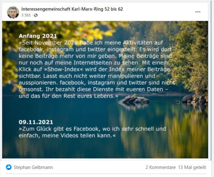 Post und Kommentare meines psychisch kranken Stalkers 