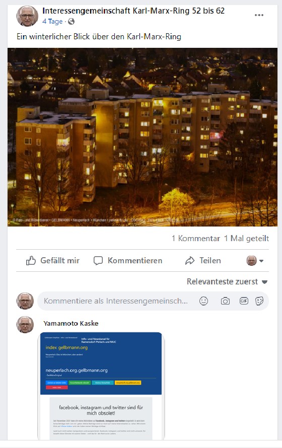 Post und Kommentare meines psychisch kranken Stalkers 
