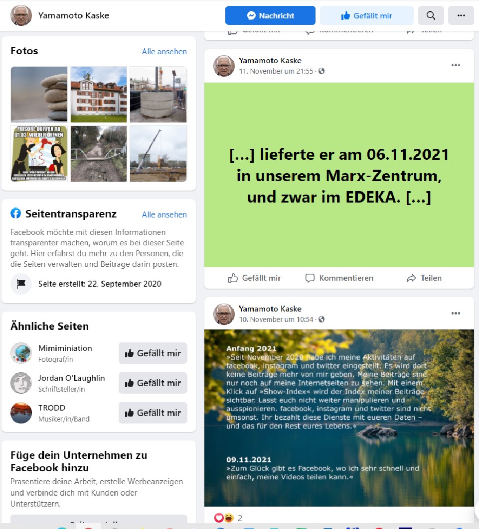 Post und Kommentare meines psychisch kranken Stalkers 