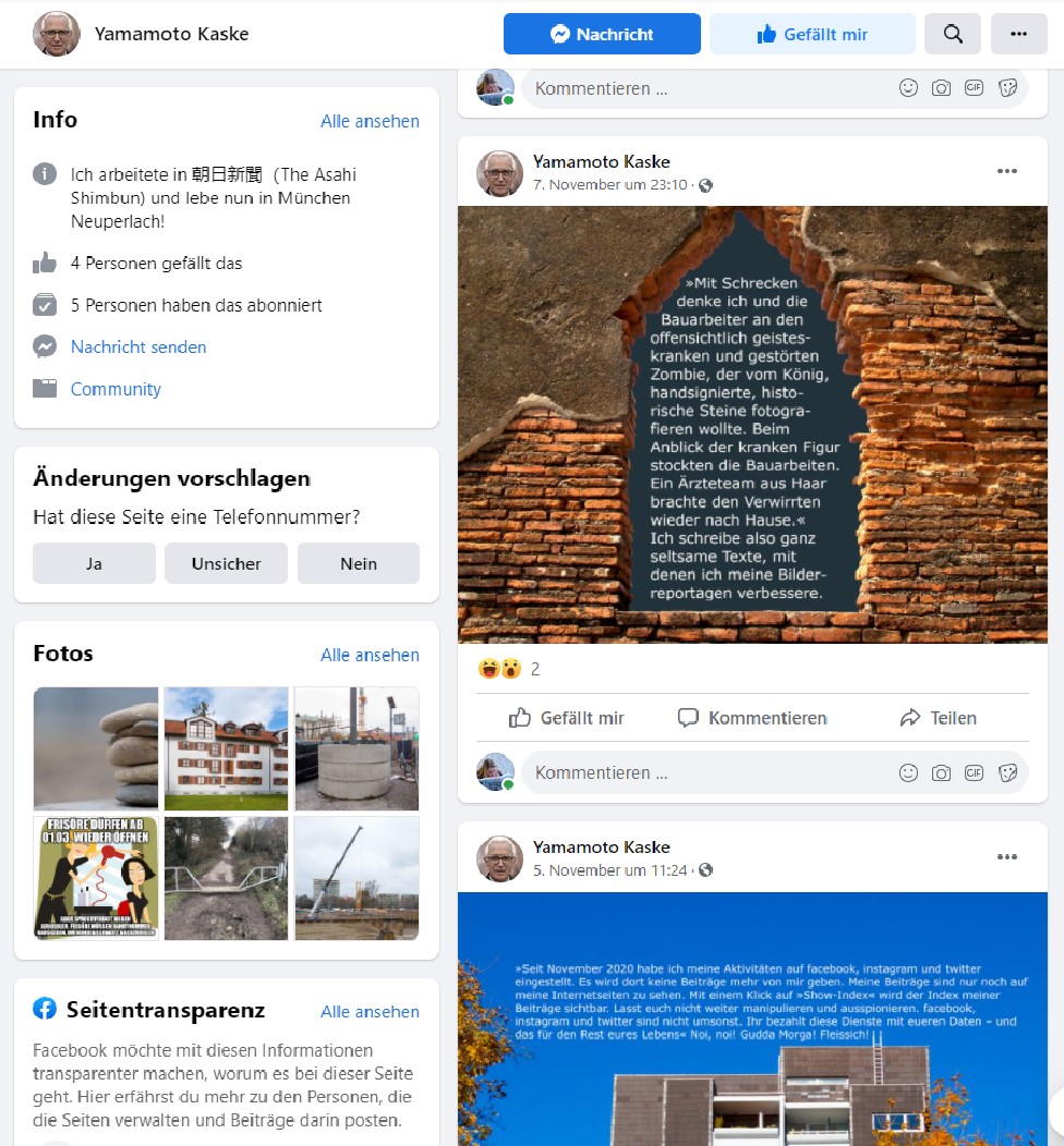 Post und Kommentare meines psychisch kranken Stalkers 