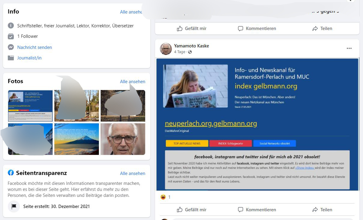 Post und Kommentare meines psychisch kranken Stalkers 