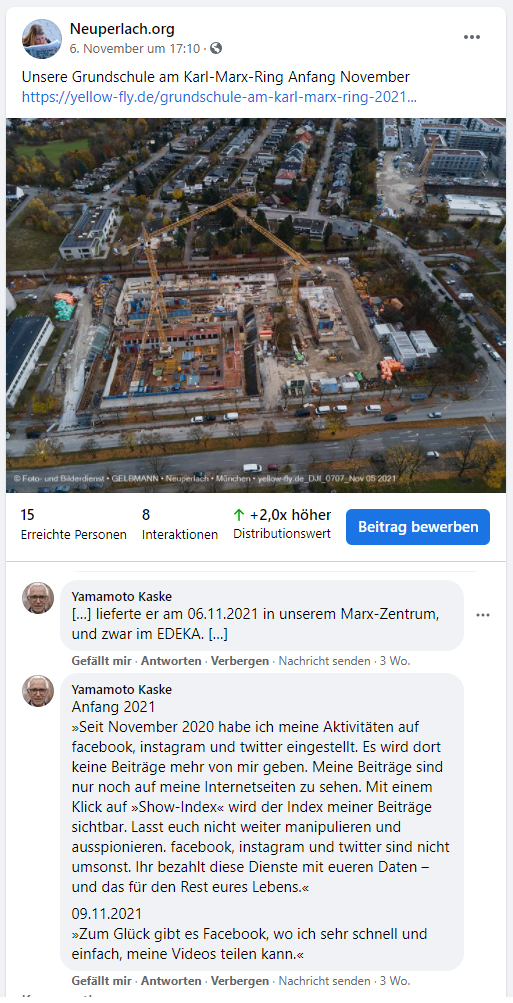Post und Kommentare meines psychisch kranken Stalkers 