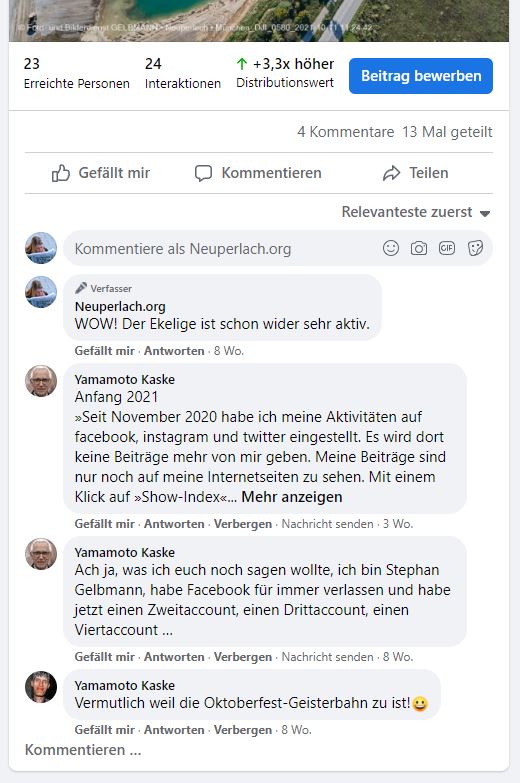 Post und Kommentare meines psychisch kranken Stalkers 