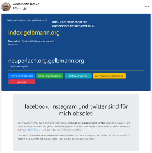Post und Kommentare meines psychisch kranken Stalkers 
