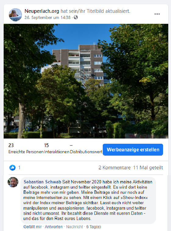 Post und Kommentare meines psychisch kranken Stalkers 