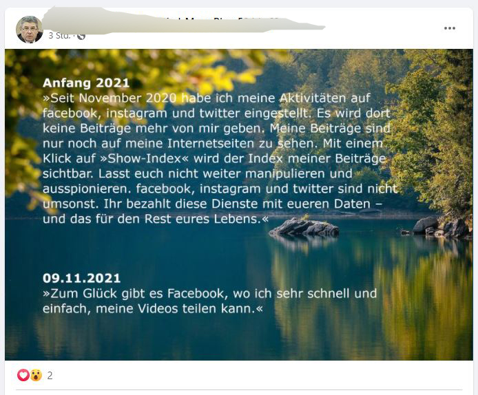 Post und Kommentare meines psychisch kranken Stalkers 